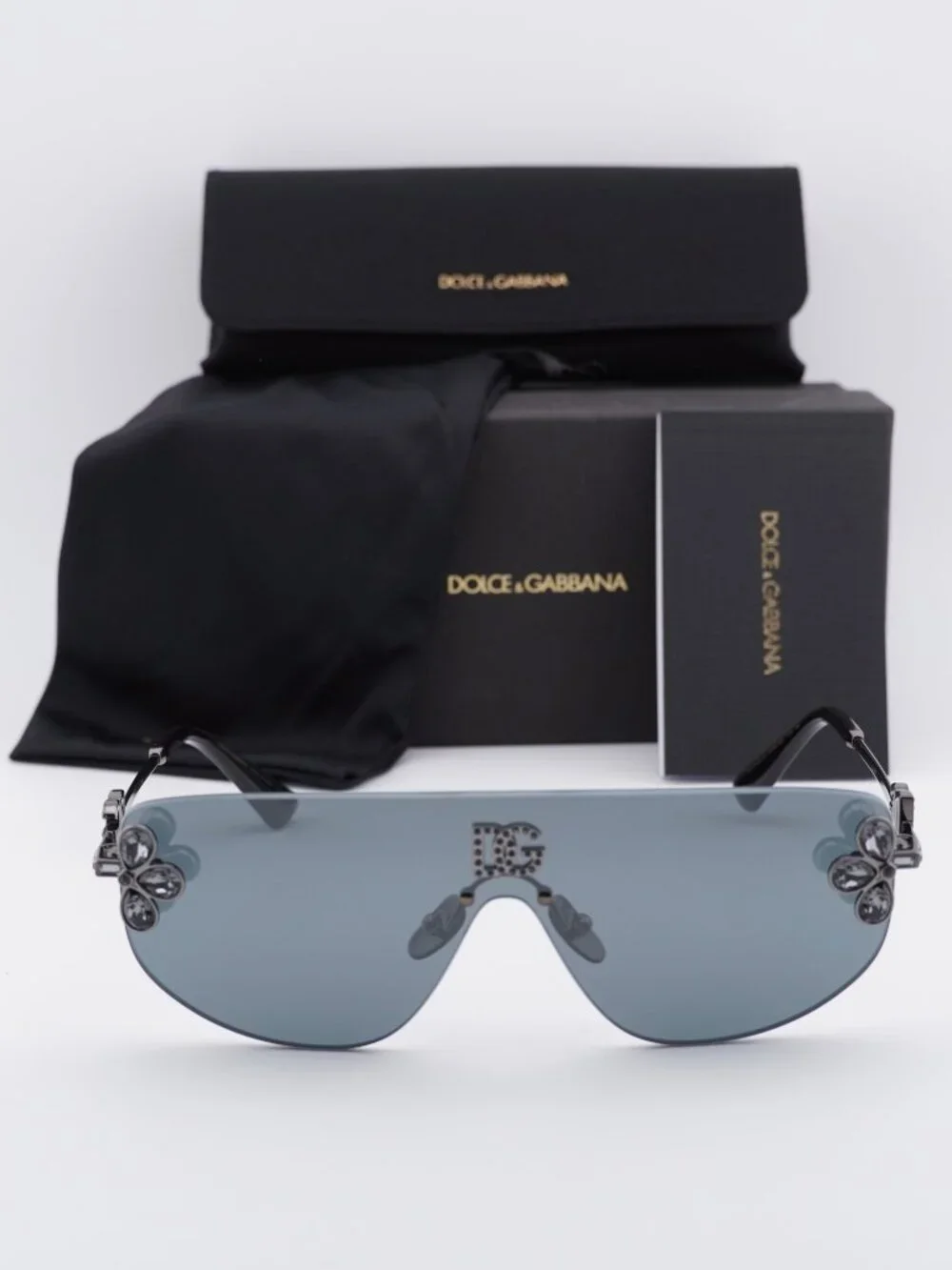 Dolce & Gabbana DG2333B 12866G Shield Sunglasses - Gunmetal / Grey
